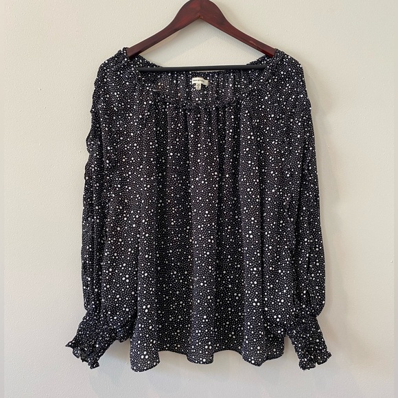 Max Studio Tops - Max Studio Blouse Top Medium Polka Dot Black White Ruffles Smocked Lightweight
